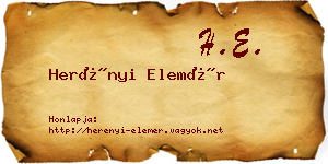 Herényi Elemér névjegykártya